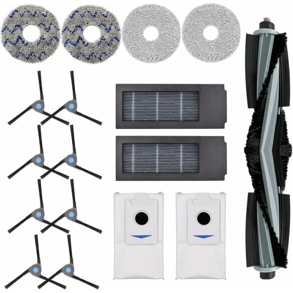Tarvikkeet Ecovacs Deebot X2, X2 Omni, X2 Pro, DEX86 -imuriin, varaosat, 1 pääharja, 8 sivuharjaa, 4 puhdistusliinaa, 2 suodatinta, 2 d