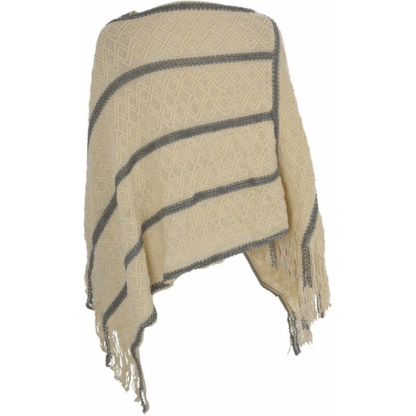 Kvinners Oversized Heklet Uregelmessige Striper V-hals Dusj Sjal Damer Casual Løs Frakk Skjerf Cap Genser Jakker Aprikos