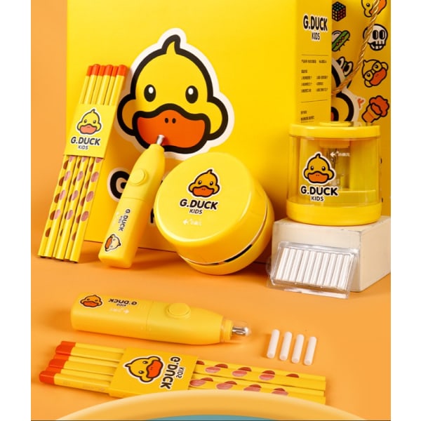Lille gul and elektrisk blyantspidser støvsuger brevpapir sæt børnepapir sæt femdelt sæt