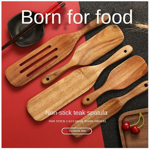 Käsintehty premium-puinen lusikkasetti. Skotlantilainen spurtle-setti puusta, lämmönkestävä ja tarttumaton pinnoite
