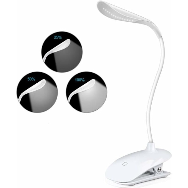 Læselampe, Læselys Lampe 14 LED Lysstyrke 360° Fleksibel Hals med til Natlæsning Arbejde-