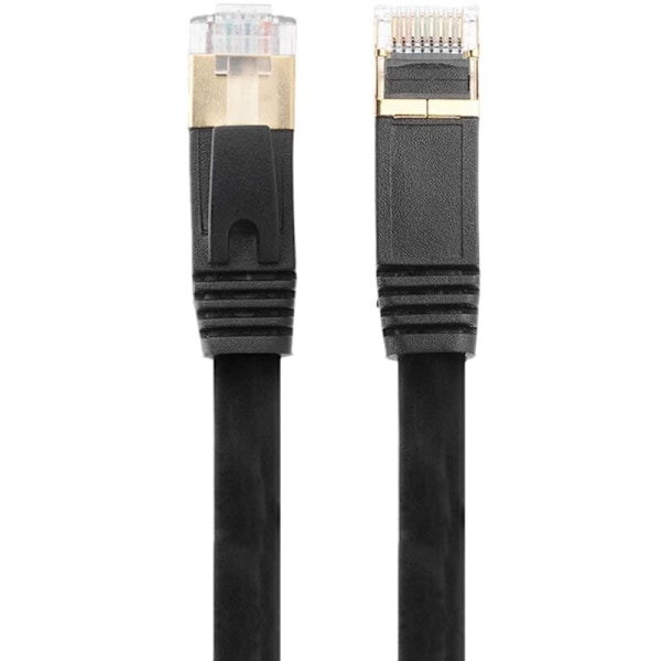 Svart flatkabel av høy kvalitet -7 Ethernet-kabel med kabelklemme med skjermet Rj45-kontakt