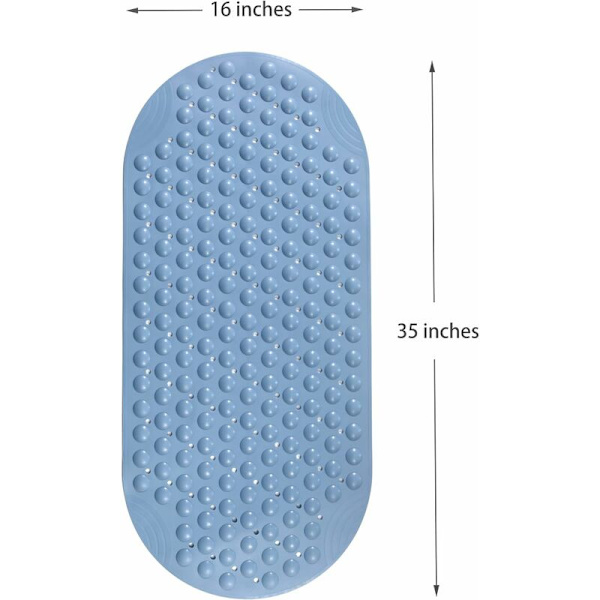 TPE halkfri badrumsmatta, duschmatta för badrum, duschmatta för barn, maskintvättbar sugkopp, slät texturlös badkar 35x16 (blå)