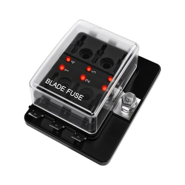 6-vejs bladssikringboksholder LED-advarselslampe til bil, båd, RV, lastbil DC 10-32V