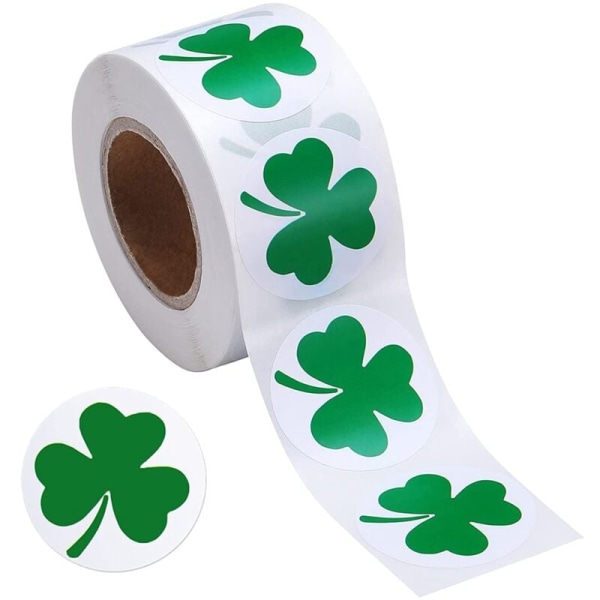 500 stk. Shamrock-klistermærker til St. Patrick's Day, 1-1/2 tommer, klæbende etiket til irsk dekoration og håndværk
