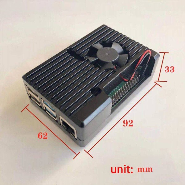 XR-133 Pi 4 alumiinikotelo, jossa kaksoisjäähdytystuuletin, metallikuori, musta kotelo RPI Raspberry Pi 4B:lle