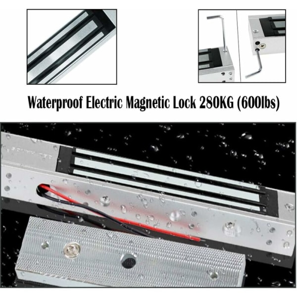 12V Vanntett Elektrisk Magnetisk Elektromagnetisk Dørlås 280KG 600LBs for Adgangskontrollsystem, Holdekraft Magnetisk Dørlås, Utendørs og Ind