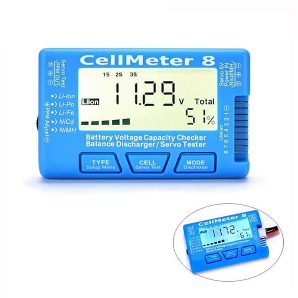 RC CellMeter8 1S-8S Batterikapacitet Spændingstester til LiPo Li-NiMH Meter