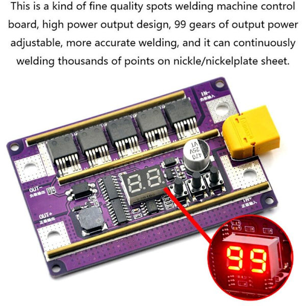 99 växlar justerbar mini punktsvetsmaskin kontrollkort för svetsning 18650 batteri/0,05-0,3 mm nickelplåt