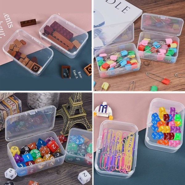 30 stk gjennomsiktig mini oppbevaringsboks, plast oppbevaringsbeholdere smykkeskrin med oppfellbare lokk for kort, små perler, smykker, 8,5 5,5 2,5 cm