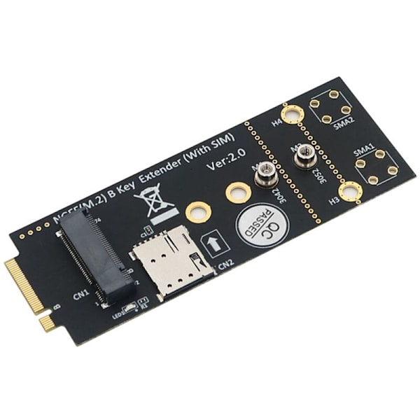 M.2(NGFF) Key B -sovitin SIM-paikalla 3G/4G/5G-moduulille, tukee NANO SIM -korttia ja 3042/3052 tyyppistä M.2 Key B -korttikokoa