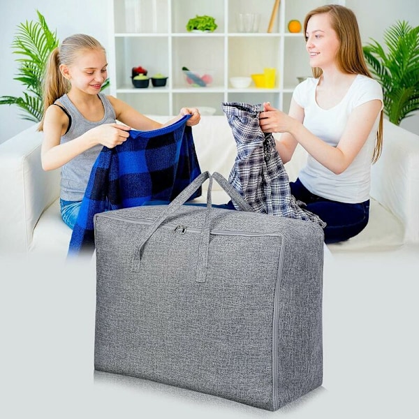 Underbed Oppbevaringspose for Klær, Sett med 2, Dynetrekk med Forsterket Håndtak for Dyner, Tepper, Puter, Jakker, 60x40x24cm, 58L