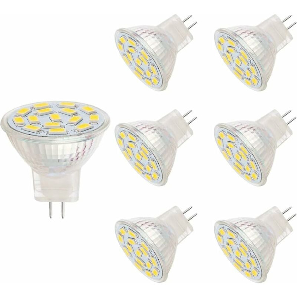 12V 3W MR11 LED-lampor motsvarande 20-30W halogenlampor, GU4.0 sockel, varmvit (3000K, 6-pack)