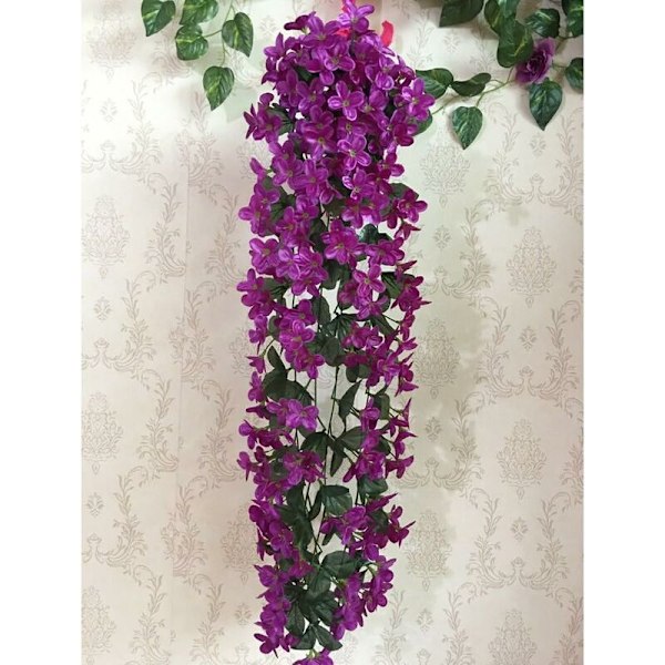Kunstige 4-blads hengende blomster, Kunstige blåregn hengende blomster for bryllup hjemmedekorasjon (Fuchsia)
