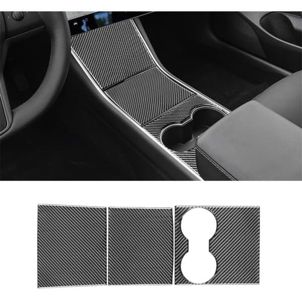 For Model 3 Fiber Interiør Senterkonsoll Wrap Dekor Kit for 2019-2022 Tilbehør