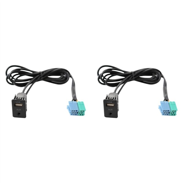 2X Radio Extension AUX USB Port Adapter Kabel Ledningsnett for