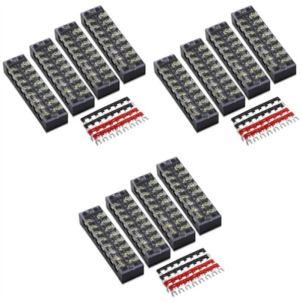 12 stk 8P Terminalblokk, Kortslutningsstang Pc TB1505 Brannhemmende Kobberterminal Kortslutning