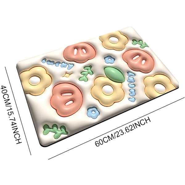 40x60cm Myk Blomster 3D Visjon Bad Toalett Gulvmatte Sklisikker Fotsmatte (B)