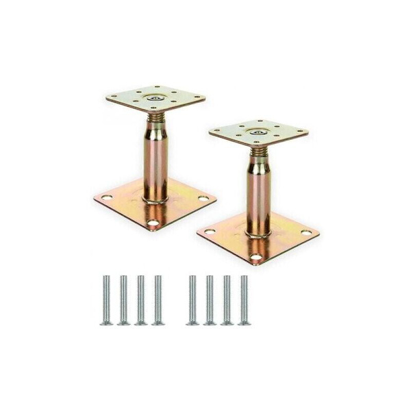 2-pack 100-150 mm Justerbara Galvaniserade Höjda Stolpskonsoler, Tunga Takstöd för Byggprojekt