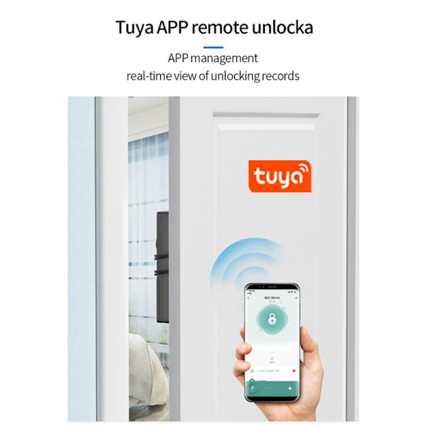 Tuya App IC-kort Smart Lås til Træ døre, Bluetooth, Elektronisk, Ingen boring, Skjult indvendig installation