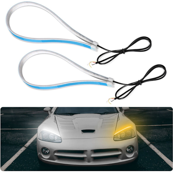 60cm Ultra Tynd Bil Blød Rør LED Strip Dagkørelys Blinklys