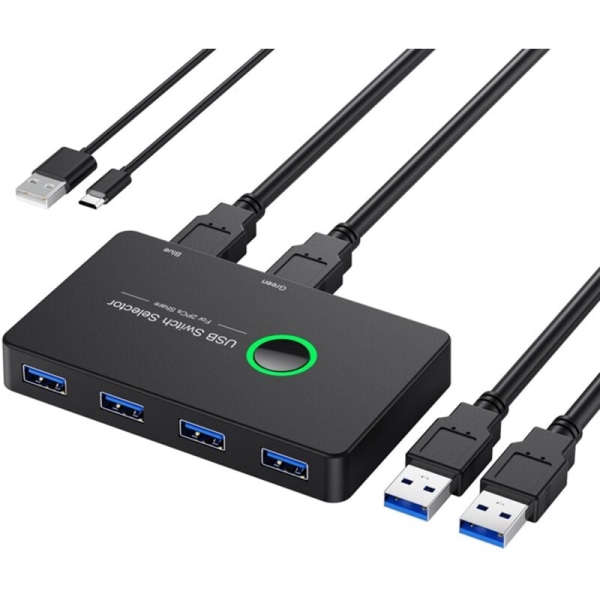 USB KVM-switch USB KVM-switch USB 3.0 för mus, skrivare, Mi Box 2Pc delning av port 4 st USB-hubbenhet