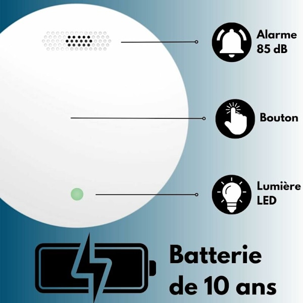Tilkoblet røykvarsler - 10 års batteri - WiFi brannalarm med Smart Life - 1 stk