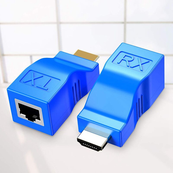 2 stk RJ45 nettverksrepeater serieforlengelse nettverkssender og mottaker