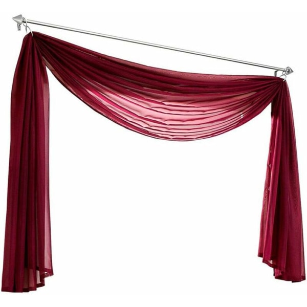 Set of 1 Sheer Voile Valance - for Bedroom, Living Room, Wedding - Burgundy Red - 140 x 600 cm - Sunny