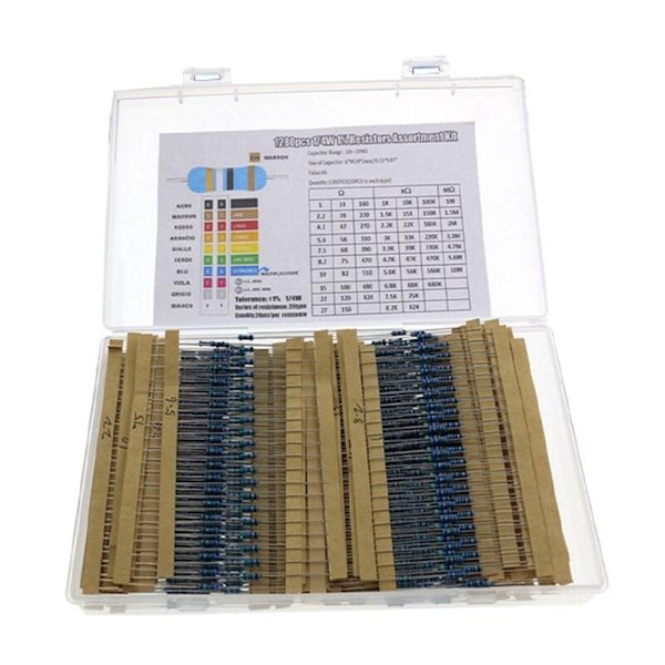 1280 st/ask 64 värden 1% Resistor Kit Metallfilm Resistor Sortiment Kit 1Ohm-10Mohm Resistor Provkit