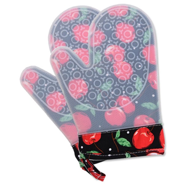 1 Pair Non-Slip Silicone Oven Mitts with Cotton Lining Kitchen Gloves for Cooking Heat Resistant