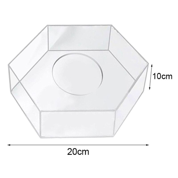 Akryl tårtdisplaybricka hexagon tårtbricka påfyllningsbar tårtbricka för DIY tårtställ bas transparent tårtställ verktyg dekoration 20X20X10cm