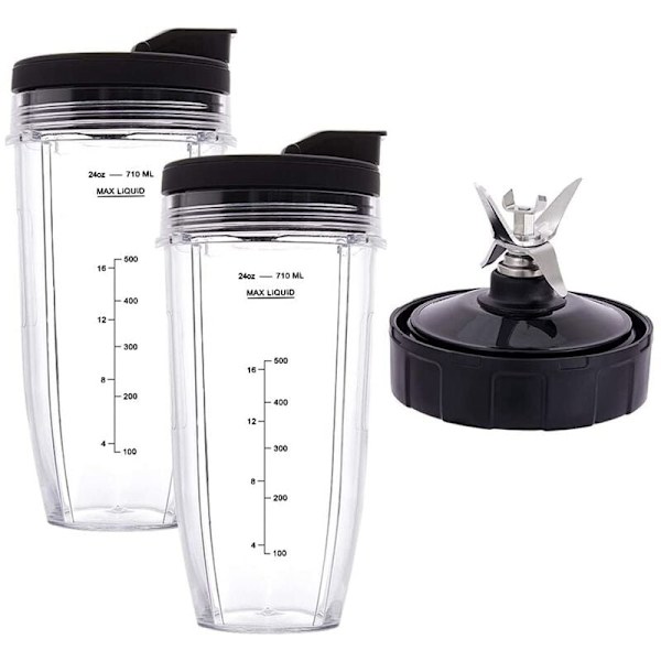 24 Oz Koppar med To-Go Lock, 7-Fin Extraktorblad, för Nutri Ninja Auto IQ Blender BN801 SS101 BL480-30 BL641 BL642-30
