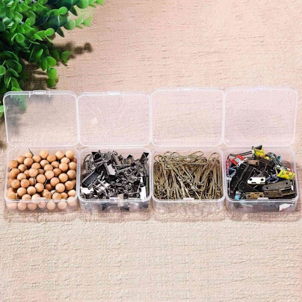 16-pack Små Genomskinliga Plastbehållare Pärlor Förvaring Organizer med gångjärnslock för föremål, hantverk