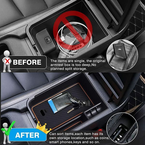 Midterkonsol Armlæn Opbevaringsboks Holder Interiør Organizer Bakke til Sentra 2020 2021 2022 Orange + Blå