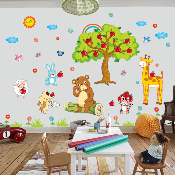 Eläinseinätarra Apinapuu seinätarra Irrotettava kodinsisustus Makuuhuoneen lastenhuoneen seinäkoristeet