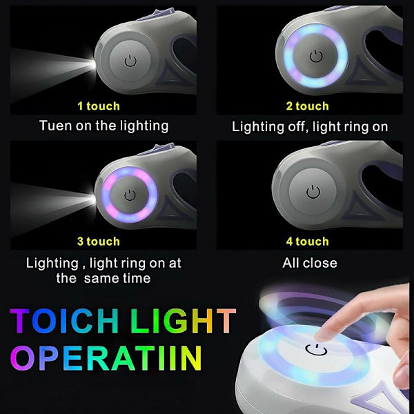 Retractable Koiran Taluttime, Yhden Napin Helppo Jarru ja Lukko Laajennettava Koiran Taluttime LED-taskulampulla(M, Köyden Pituus 5M, Vihreä)