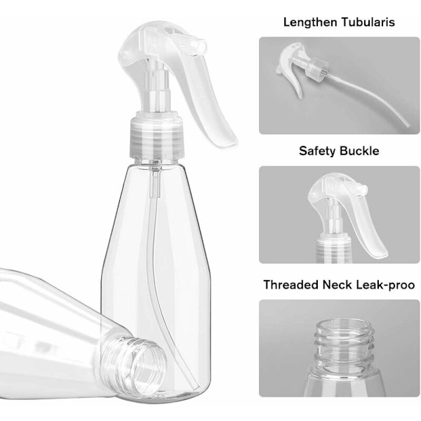 200ML Tom Sprayflaska - 3PCS, Spray Box Sprayflaska Transparent Plastburkar Tom Spray för Frisör Växter Blommor Vattenspruta Frisörsalong