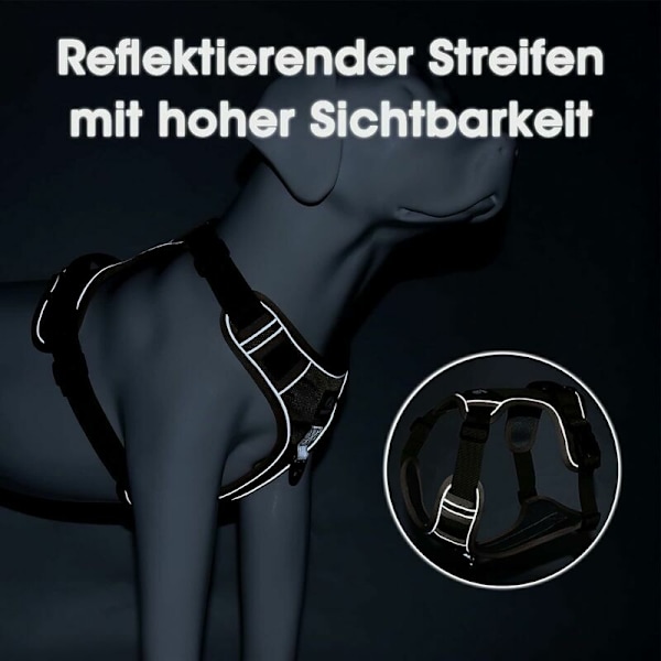 Hundesele - Anti-trekksele for mellomstore hunder - Anti-trekk sikkerhetssele - Hundesele - Taktisk hundesele - Stor hund - Justerbar - Reflekterende - Khaki - M