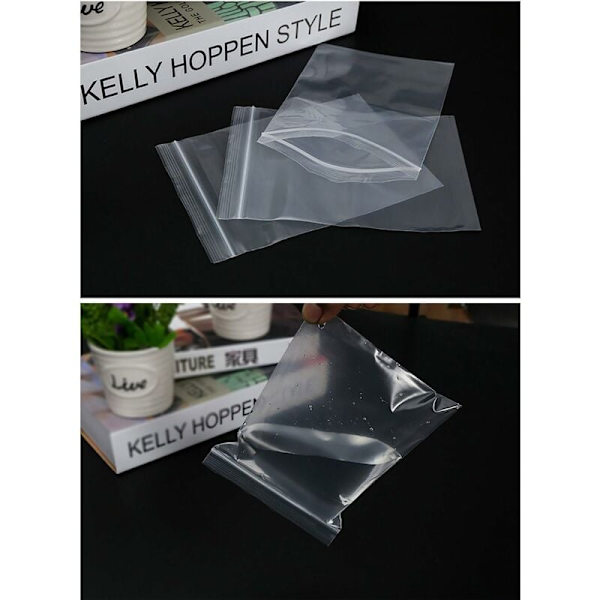 Klart gjenlukkbare plastposer Sterk gjenbrukbar glidelåspose, fortykning og holdbar, lås for låsing, 9x13cm 100 PCS-Fei Yu