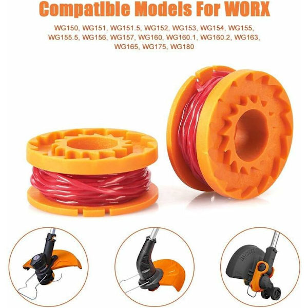 Sæt af 14 udskiftningsspoler til Worx Wa0010 Trimmer (12 Spoler til Worx WA0010) (12 Spoler + 2 Hætter)