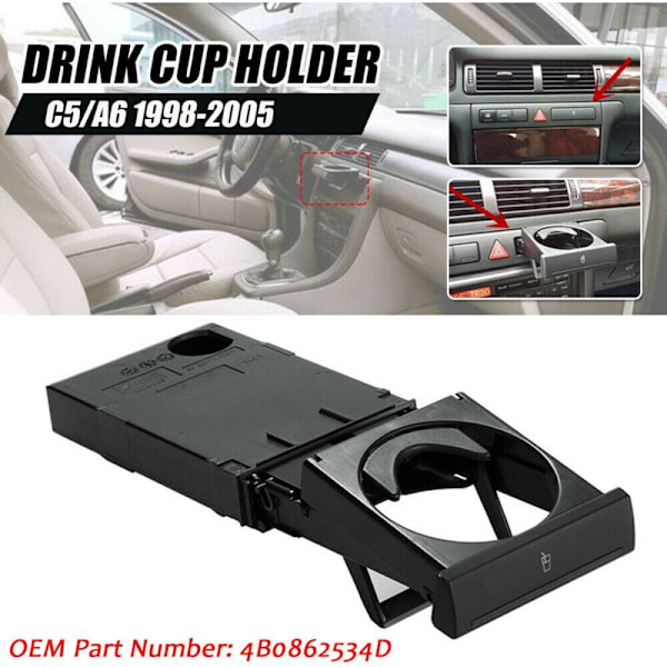 Bilinstrumentpanelens kopp/dryckeshållare hopfällbar utdragbar dryckeshållare för- A6 C5 1998-2005 A4 1998-2002 4B0862534D
