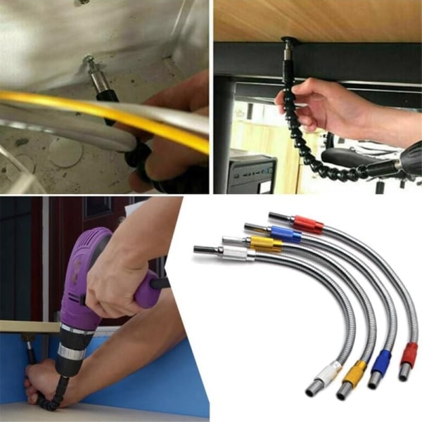 Universell flexibel metall sexkantsförlängningshållare, flexibel borrförlängning, (4 st, 4 färger)
