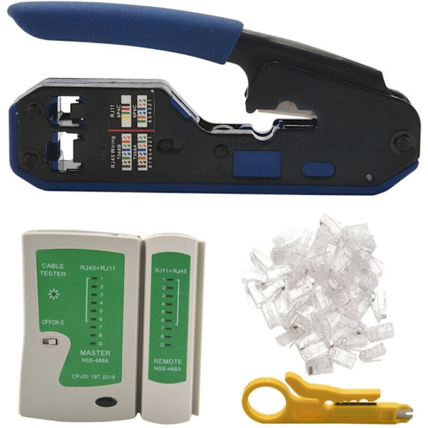 Nätverkskabeltestare Crimpverktygssats RJ45 CAT5 CAT5E CAT6 Crimpverktygssats, 50 st RJ45 CAT6-kontakt