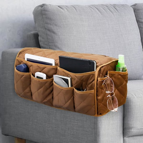 Opbevaringsboks til sofaarm skridsikker lænestol sengekantsopbevaringsboks til chaiselong sofa med 14 lommer til opbevaring af magasiner til mobiltelefon tv-fjernbetjening