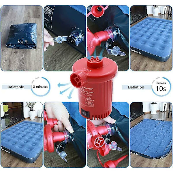 Rask fyll luftpumpe med 150w elektrisk luftpumpe for luftmadrasser og luftbassenger