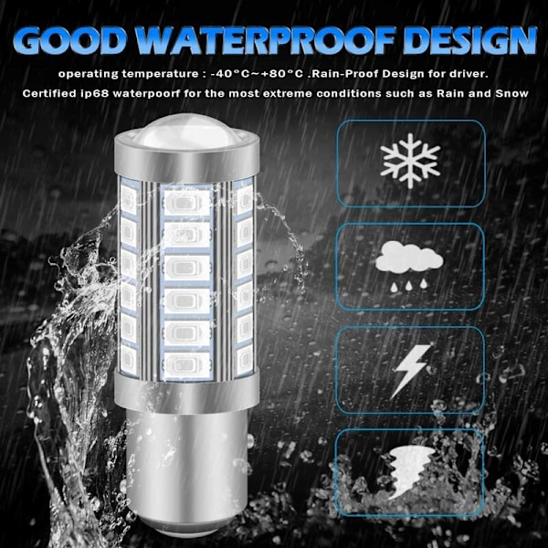 Punaiset 1157 BAY15D P21/5W 5630 33SMD Auton LED-lamput Canbus 900LM Super Bright Takavalot Jarruvalot Sumuvalot Asentovalot Parkkivalot 12-30V 3.6W(4