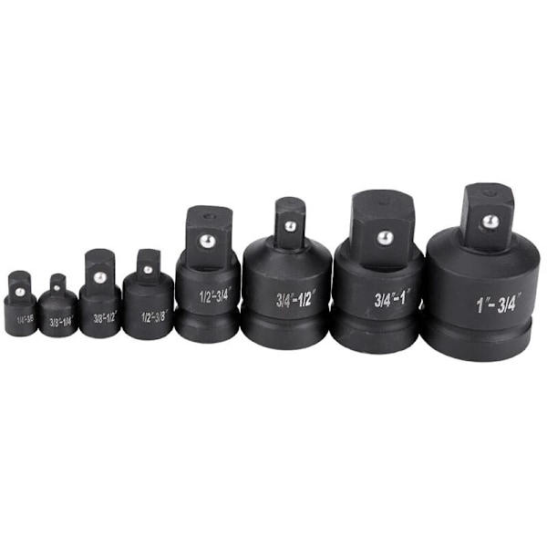 8-delt Sokkelomformer Adapter Reduser Sett 1/4\" 3/8\" 1/2\" 3/4\" 1\"