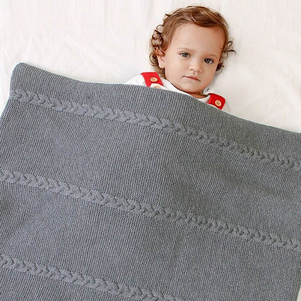Swaddle sovsäck varm filt för sovsäck bomull stickad kuvert nyfödd swaddle wrap sovsäck -Grå