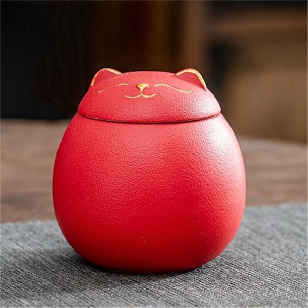 Keramisk lufttett krukke for teoppbevaring, kattform, porselen, for krydder, kaffe, nøtter B